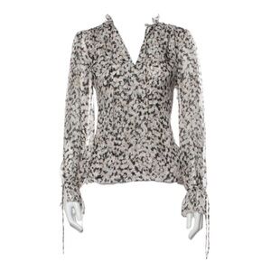 INTERMIX Black and White Floral Flowy Fairy Blouse Bohemian Whimsygoth Career